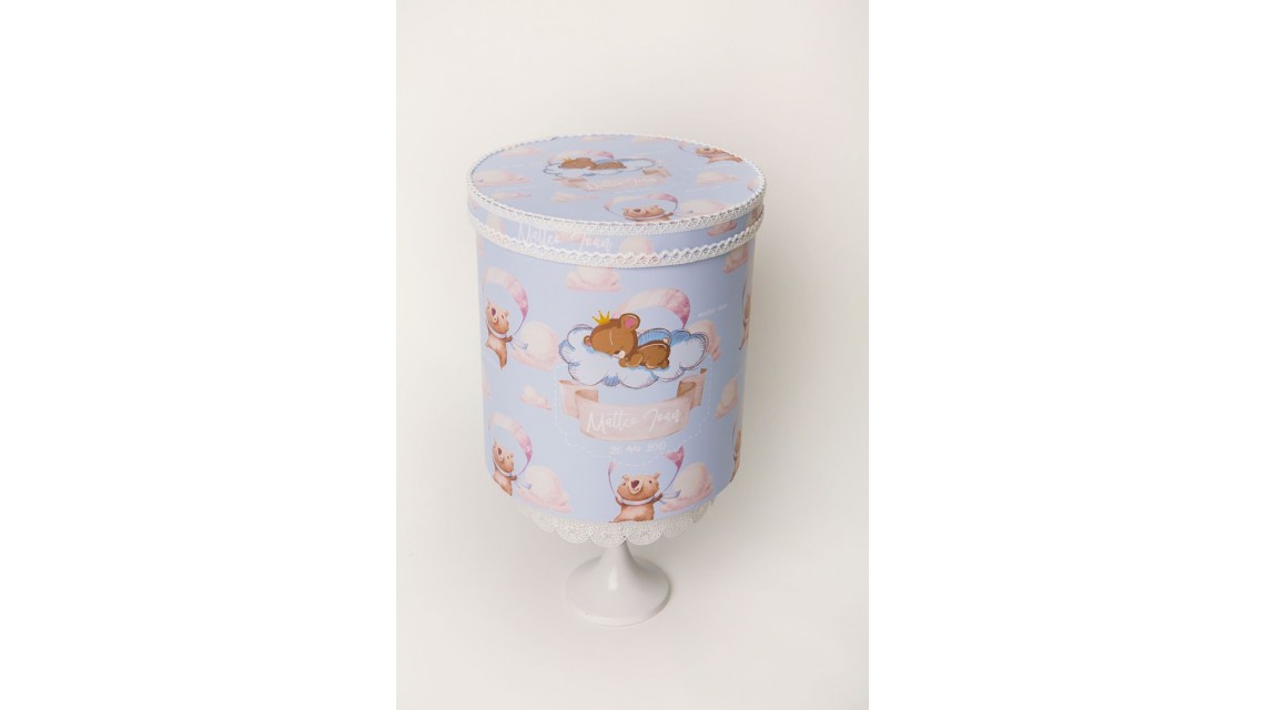 Trusou de botez pentru baieti cu ursuleti si baloane de aer cald, Puf Teddy Bear 9